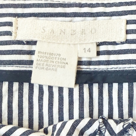 Sandro Seersucker Pinstripe Mini Skirt Striped size 14 - Picture 3 of 4